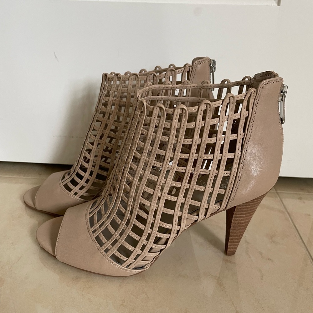 Vince Camuto tan mesh heels.